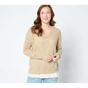 Peace Love World Women's Top Sweater Sz 2XS (XXS) Boheme Brown A647808